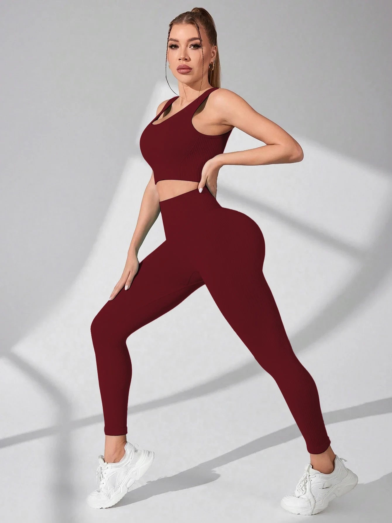Women's Workout Sets 2 Piece - Seamless Yoga Leggings and Cross-Strap Sports Bra Gym Outfits Activewear Matching Set