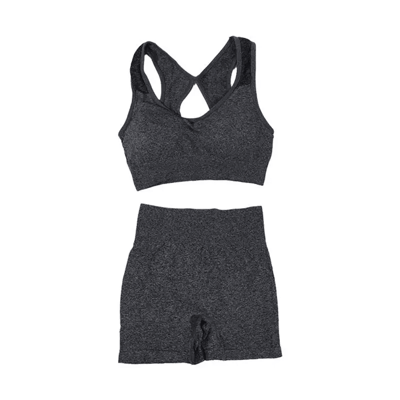 Women Yoga Shorts Sets High Waist Butt Lifting Workout Fitness Tights Tummy Control Gym Running Stretched Sportswear
