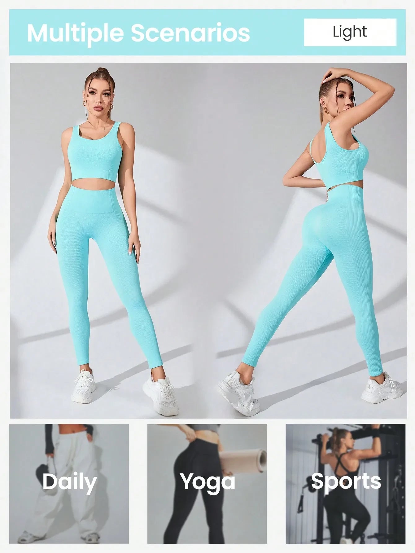Women's Workout Sets 2 Piece - Seamless Yoga Leggings and Cross-Strap Sports Bra Gym Outfits Activewear Matching Set