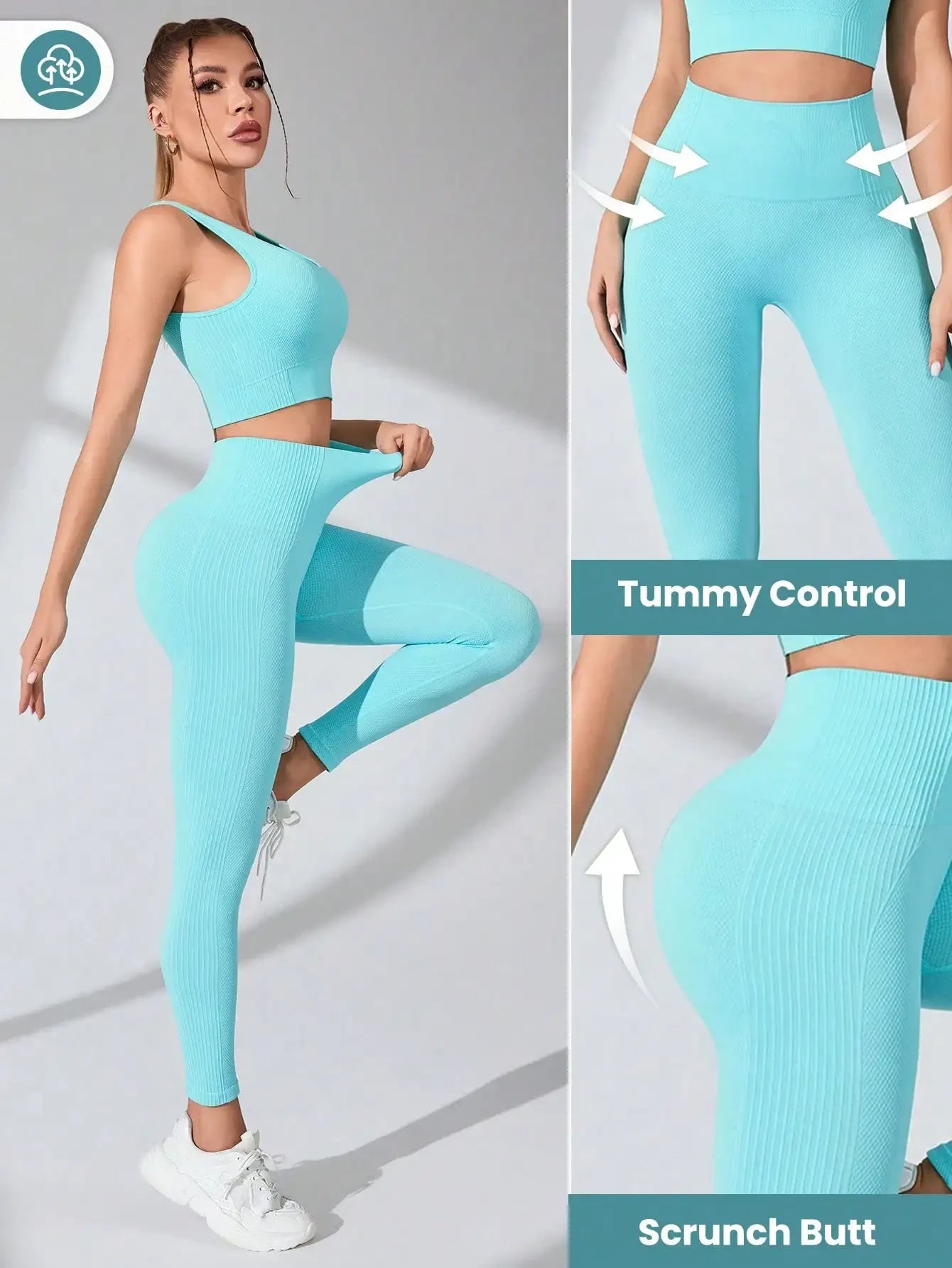 Women's Workout Sets 2 Piece - Seamless Yoga Leggings and Cross-Strap Sports Bra Gym Outfits Activewear Matching Set
