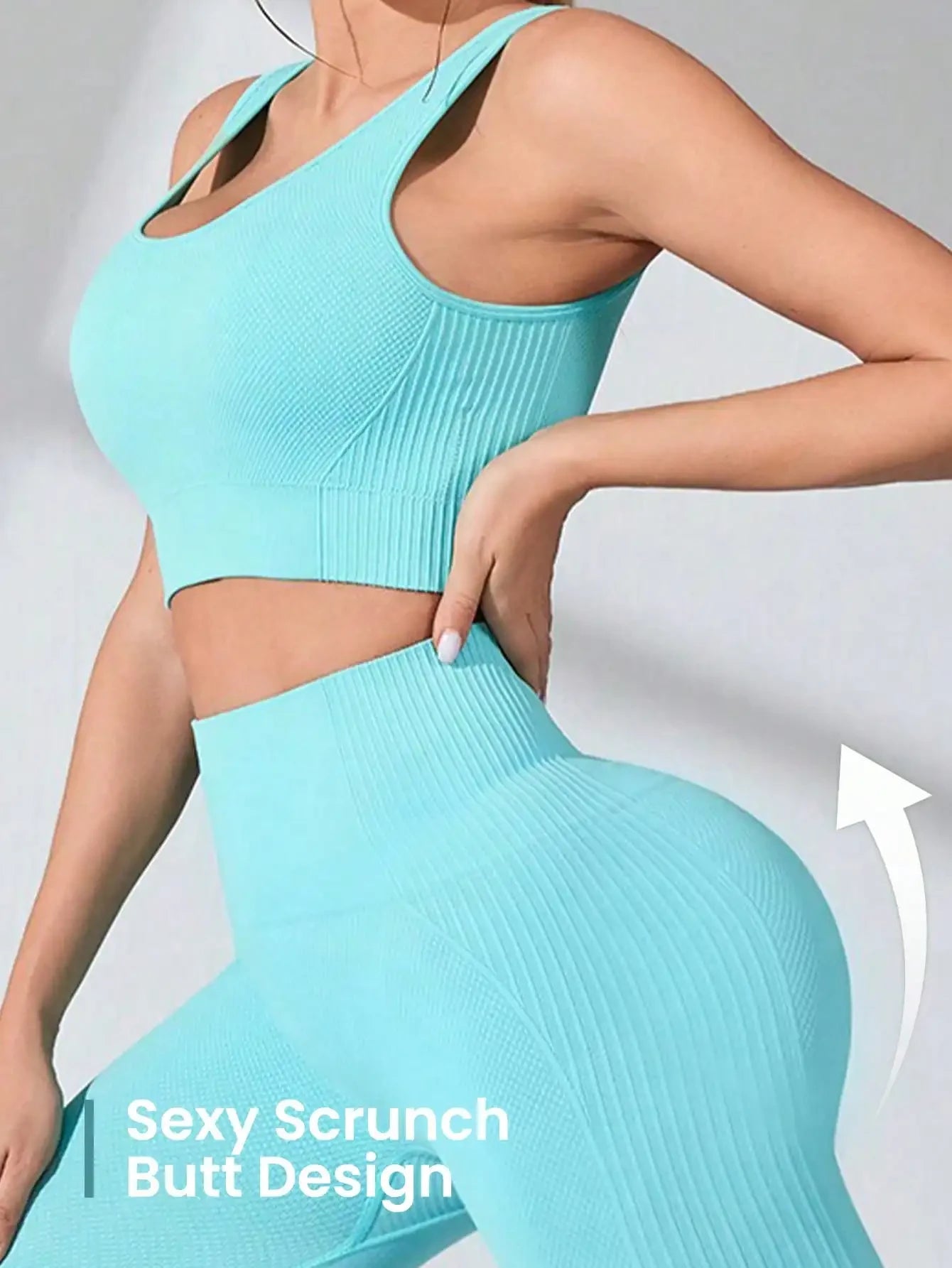 Women's Workout Sets 2 Piece - Seamless Yoga Leggings and Cross-Strap Sports Bra Gym Outfits Activewear Matching Set
