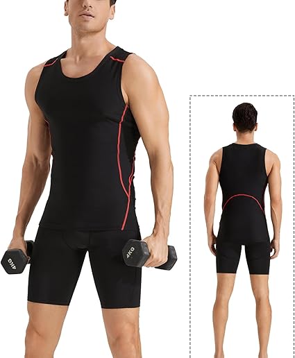 Men's Athletic Compression Shirts Sleeveless Tank Top Running Basketball Workout Base Layer