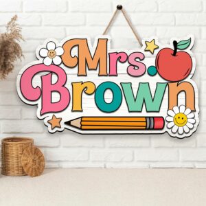 Personalized 3D Teacher Door Hanger, Custom 3D Teacher Name Sign, Teacher Appreciation Gifts